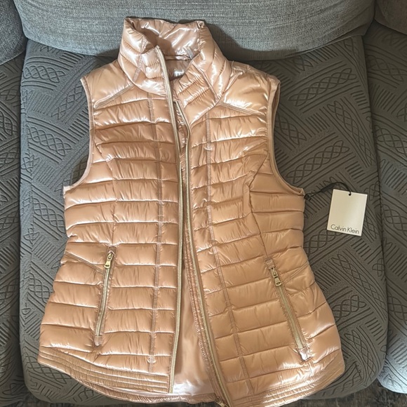 Calvin Klein Jackets & Blazers - Calvin Klein Women's Shiny Quilted Vest - Light Pink